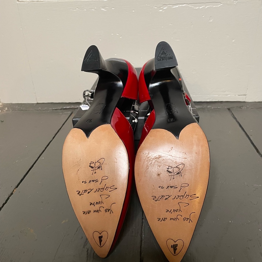 John Fluevog Black and Red Artistic Heels - Picture 5 of 6